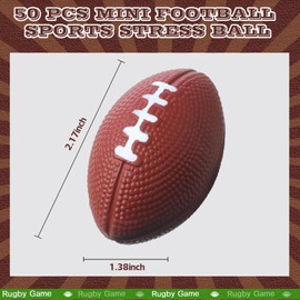 Blulu 50 Pack Mini Football Bulk 2.17" Foam Football Party Favor Sports Stress Ball Small Foam Ball for Back to School Homecoming Game Team Birthday Party Bag Gift Filler(Dark Brown)