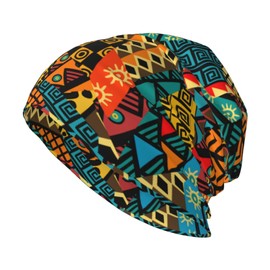 KKRMTUG African Beanie Hat for Women Men Fashion African Ethnic Tribal Style Print Knitted Hat Soft Stretchy Ski Beanie Cap Chemo Hat Unisex Skull Caps
