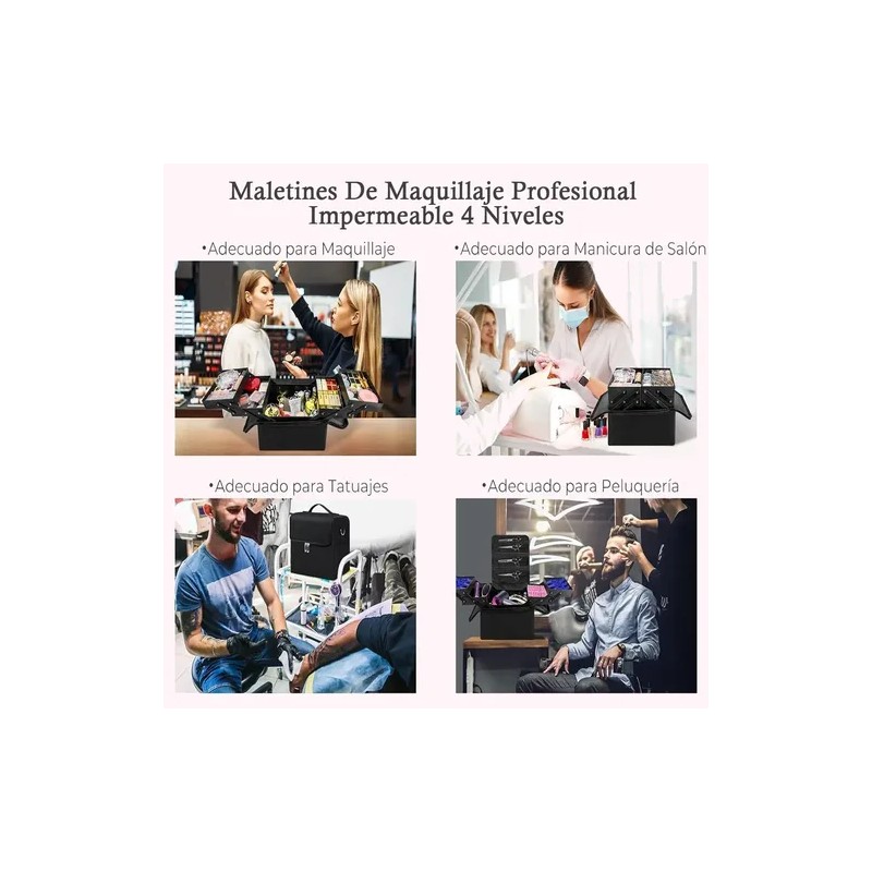 Maletines De Maquillaje Profesional Impermeable 4 Niveles