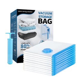 Toparad 10 Pack 80% Space Saver Vacuum Storage Bags with Hand Pump, Compression Vacuum Seal Bags for Travel, Clothing, Luggage, Blankets, Comforters, Saving More Closet Space