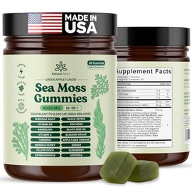 Natural Rems Sea Moss Gummies 16-in-1 - Ashwagandha Black Seed Oil Bladder Wrack Turmeric Vitamin C & D3 with Manuka Burdock Root Dandelion Yellow Doc