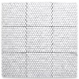 Stone Center Online C31XT Shower Floor Tile Non Slip Carrara White Marble 1" Hexagon Tumbled