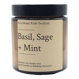 Basil, Sage & Mint Soy Candle 4oz 20-25 Hand Poured with All Natural Soy Wax and Fragrant/Essential Oils! | Herbal Candle | Birthday Gift | Christmas Gift (1 Candle)