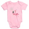 MoonWorks Short Sleeve Baby Bodysuit with Flamingo Print and Dandelion