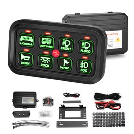 KEMIMOTO 8 Gang Switch Panel Enhanced Sensitivity, LED Touch Control, Electronic Relay System, 12-24V Waterproof Compatible with Cars, UTVs, Trucks, Wrangler and RZR X3