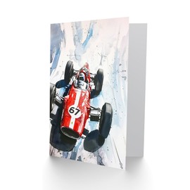Artery8 Greeting Card Vintage Race Car Motor Sport Racing Painting For Him Man Birthday Card