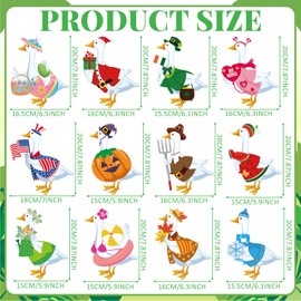 Fabbay 25 Pcs Festive Goose Costume Magnets Decoration Funny Holiday Magnetic Stickers Goose Magnet with 12 Sets Holiday Costume Magnetic Stickers for Car Garage Door Fridge Gifts Decoration