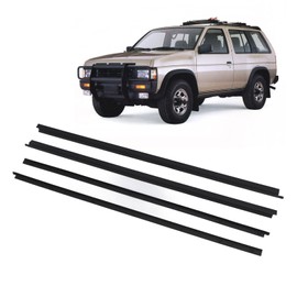 Window Moulding Trim Weatherstrip, 4PCS Car Outer Door Window Moulding Trim Seal Belt, Compatible with D21 Series 1985 to 1997, Pathfinder YD21, Replace 80821 01G00