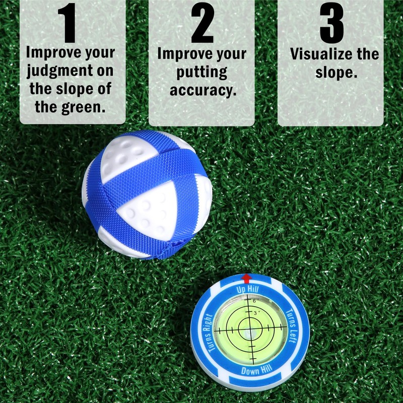 Golf Green Slope Reader with Golf Ball Marker Hat Clip,