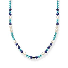 Thomas Sabo KE2162-775-7-L45V Women's Necklace with Blue Stones and Pearls with Extension Chain 925 Sterling Silver Length 45 cm, Sterling Silver, No Gemstone