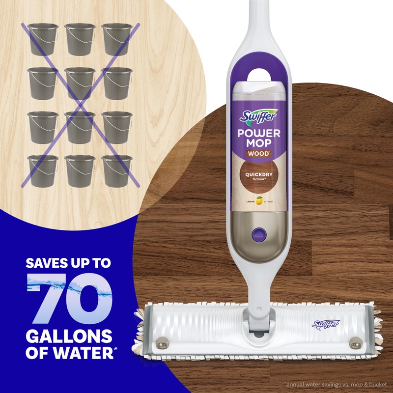 Swiffer Power Mop Wood Refill Solution, QuickDry Hardwood Floor Cleaner