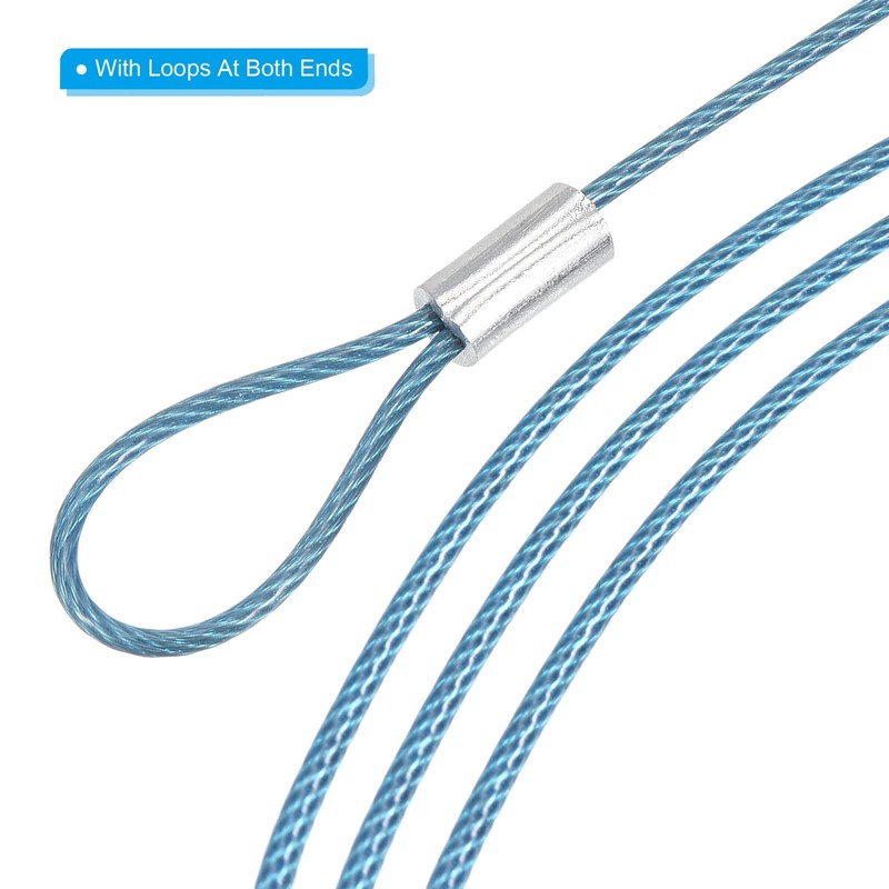 PATIKIL 3.3Ft Safety Cable Lock, 3 Pack Stainless Steel 1.5mm
