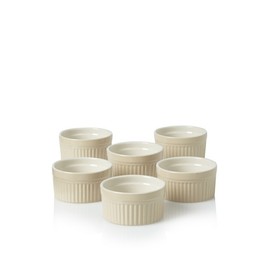 HIC Set of (6) 14-Ounce Deep Soufflés, White