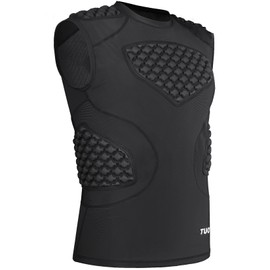 TUOYR Mens Football Padded Shirt Baseball Compression Vest with Pads Chest Rib Protector Adult Protective Sleeveless Undershirt Heart Guard for Softball Rugby Lacrosse