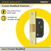 Sterling MLD325 2.5-inch/65mm 3-Lever Deadlock - Brass