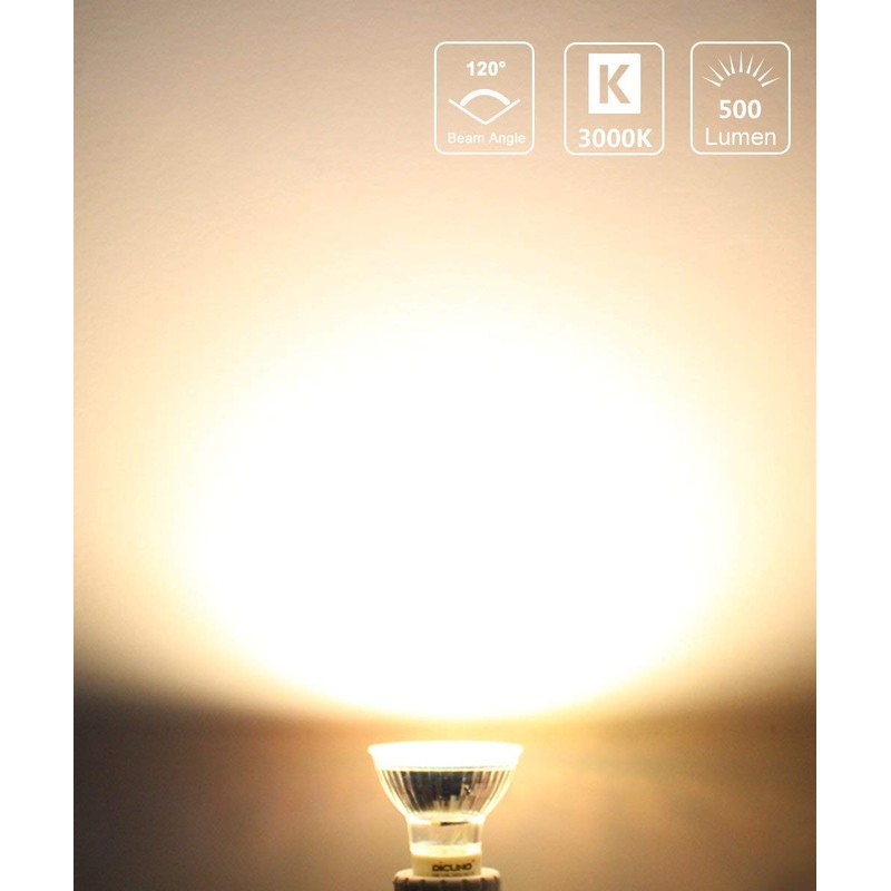 DiCUNO GU10 LED Bulbs 5W Warm White 3000K, 500lm, 120