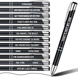 Nezyo 12 Packs Funny Pen Ballpoint Pens for Colleagues Funky Stationery Quirky Leaving Gift Cheeky Rude Pen Office Accessories for Teacher Adult (Black)