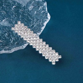 Allereya Crystal Hair Clip Barrette Rhinestone Hair Barrette Clip Gold CZ Wedding Headpieces Crystal Square Head Clip Decorative Headwear Bride Hair Accessories for Women and Girls