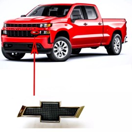 GM Front Small Chrome Black Bowtie for 2019-2023 Chevy Silverado 1500 2500HD 3500HD