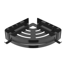 Shower Corner Shelf-Drilling Installation, Bathroom Shelves, Rustproof Thickened Stainless steel, Wall Mounted Triangle Shower Caddy Basket, Shelf Organiser for Bathroom Kitchen (1 Packs, Black)