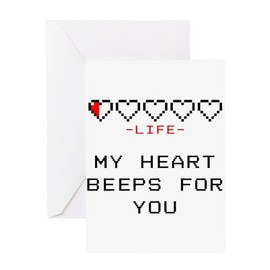 CafePress Zelda My Heart Beeps For You Greeting Cards Folded Greeting Card Glossy