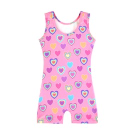 Toddler Girls Leotards for Gymnastics With Shorts Kids 5t Size 5-6 Years Dance Clothes Biketards Sparkle Pink Colorful Hearts Multicolored Rainbow