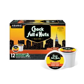 Chock full o’Nuts Donut Shop Keurig K-Cup Pods for Keurig Brewers – Premium Arabica, Medium Roast – Single Serve – 1 Pack of 12 K-Cup Pods