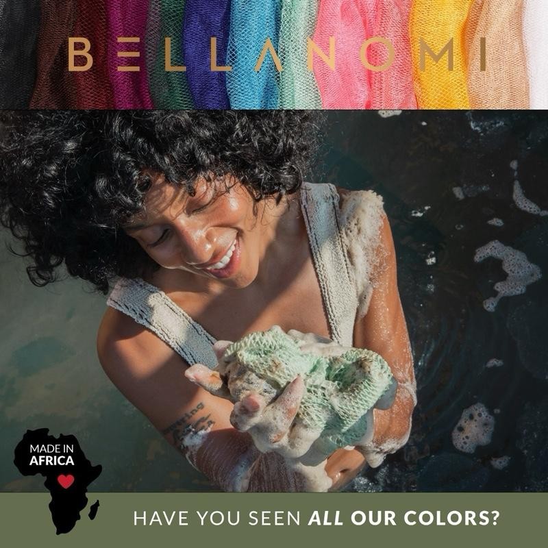 Bellanomi 4 Piece African Exfoliating Net Sponge Bundle, Ethically Sourced