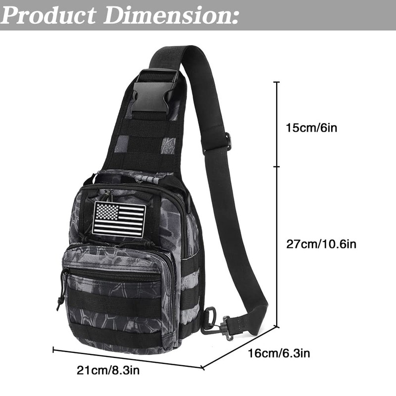 LIMHOO Tactical Sling Bag Backpack Shoulder Bag with USA Flag