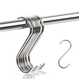 Jeopoom S Shaped Hooks[10 Pieces], S Hooks for Hanging, S-Shaped Stainless Steel Hooks, for Kitchen and Bedroom Utensils, Hangers, Pots, Clothes and Bags, Etc(Silver)