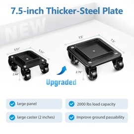 KEDSUM 7.5 inch Furniture Dolly with Baffle, 2000LBS Thickened Steel Panel Furniture Movers with 4 Wheels, 360° Rotation Furniture Lifter Tool Set, Dolly for Moving Refrigerator, Sofa, Piano