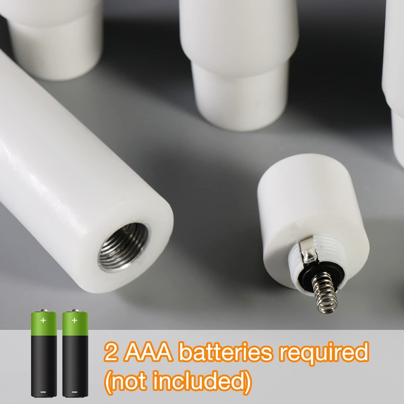 Eywamage Short White Flameless Taper Candles with Remote, Flickering Battery