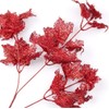 Factory Direct Craft Group of 2 Red Glittered Artificial Maple