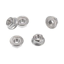 HEROFFIX 5 Pcs M3x0.5 Car Flange Nuts 316 Stainless Steel Girded Hex Lock Flange Nuts Non-Slip Lock Flange Silver Tone for Car Motorcycle