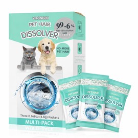 Pet Hair Remover for Laundry, Upgarded Pet Hair Dissolver Pro Washing Machine Cleaner Powder, Deep Cleaning Washing Machine, 3 Sachets, 405g, Dog Cat Hair | Stain | Odors Remover for Laundry