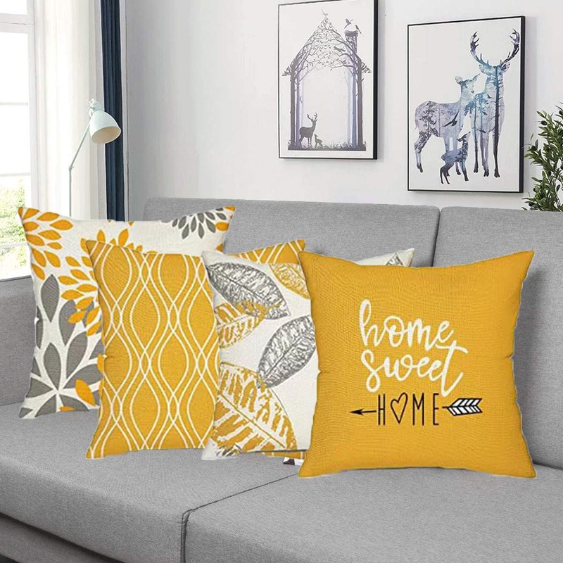 TSKDKIT Yellow Cushion Covers 45 x 45cm Square Pillow Covers