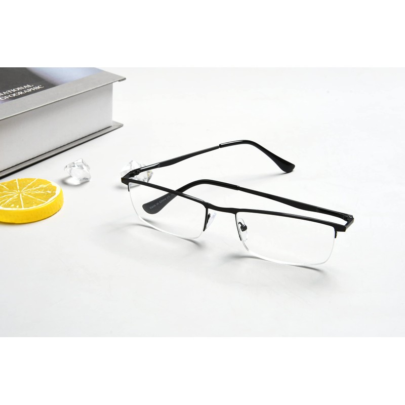 Eyekepper Qualität Halbrand Metall Lesebrille mit Federscharnier in Schwarz +0.75