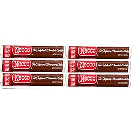Necco Wafers Original Chocolate Flavored Hard Candy Rolls - Bundle of 6 Rolls, 2.02oz