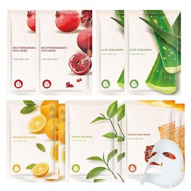 10pcs Variety Pack Face Sheet Mask Combo Hydrating Masks for All Skin Types, Ideal for Daily Use by Women