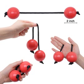 2 Pairs Aslatua Shakers, Kashaka Musical Percussion Instrument African Asalato Shaker Rhythmic Balls, Red