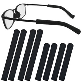 4 Pairs Anti-Slip Elastic Comfort Glasses Ear Grip, S/L, 2 Size, Eyeglasses Temple Tips Sleeve Retainer, Soft Well-Fitting Glasses Ear Cushion, Knitting Cotton Fabric Glassses Ear Grips, Black