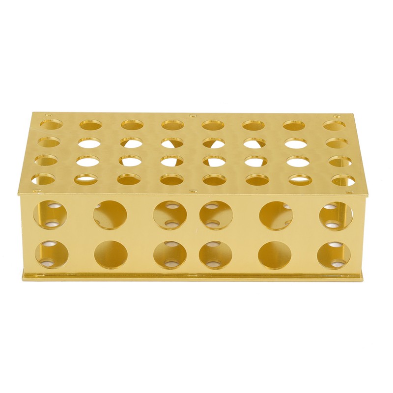 Golden Aluminum Test Tube Rack Holder Stand 8*12.3*18*30mm Hole Diameter
