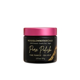 Roseglow Botanicals Pore Polish, Natural Vegan Face Scrub with Fine Pumice and Sea Kelp, 2.1 oz, Black and Pink