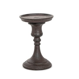 Sungmor Rustic Cast Iron Pillar Candle Holder, 5.9" Tall Vintage Candlestick Holders, Table Centerpiece Metal Candle Holder, Farmhouse Candle Stand for Fireplace Shelf Home Decor