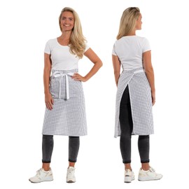 ZOLLNER Half Apron 100% Cotton 84 x 65 cm Checked 571, Black and white chequered