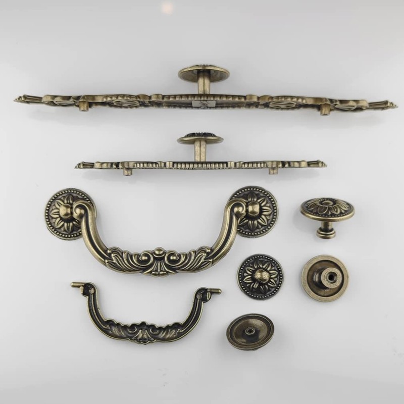 MuDuJia 6-Pack Knobs Handles with Plate Antique Bronze Cabinet pulls,