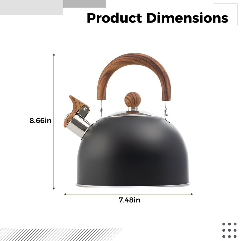 2.64 Quart Whistling Tea Kettle, Stove Top Stainless Steel Tea