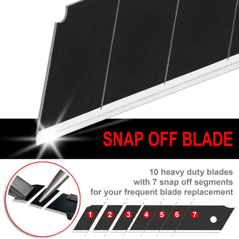 HAUTMEC Professional Retractable Snap Off Utility Knife Replacement Black Blades