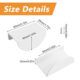 MOROBOR Finger Edge Handles, 4 Pieces Crescent Shape Cabinet Handles, Aluminum Alloy Wardrobe Drawer Handles with Fixing Screws for Cupboard, Cupboard, Wardrobe, Drawer, White