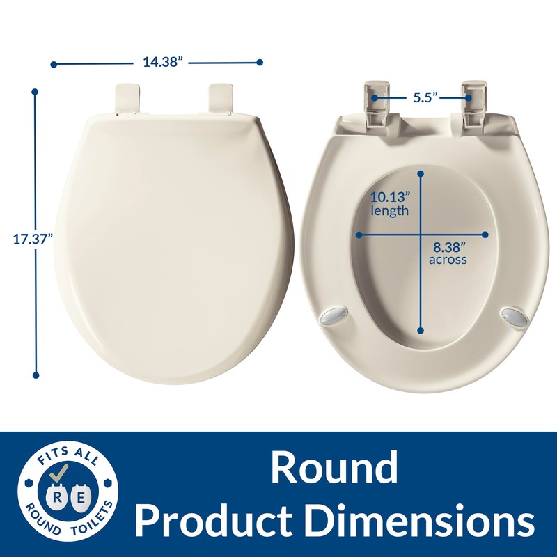 Bemis Aurora Slow Close Toilet Seat, Easy Clean Hinges and